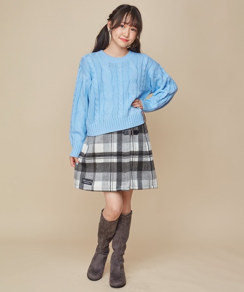JENNI love(ジェニィラブ)の「【ウォッシャブル】ケーブルニットショート丈プルオーバー(ニット/セーター・キッズ・アイボリー/サックスブルー/ピンク・130cm/160cm/140cm/150cm)」の11枚目の写真