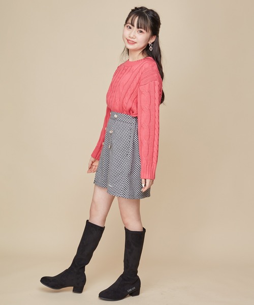 JENNI love(ジェニィラブ)の「【ウォッシャブル】ケーブルニットショート丈プルオーバー(ニット/セーター・キッズ・アイボリー/サックスブルー/ピンク・130cm/160cm/140cm/150cm)」の14枚目の写真