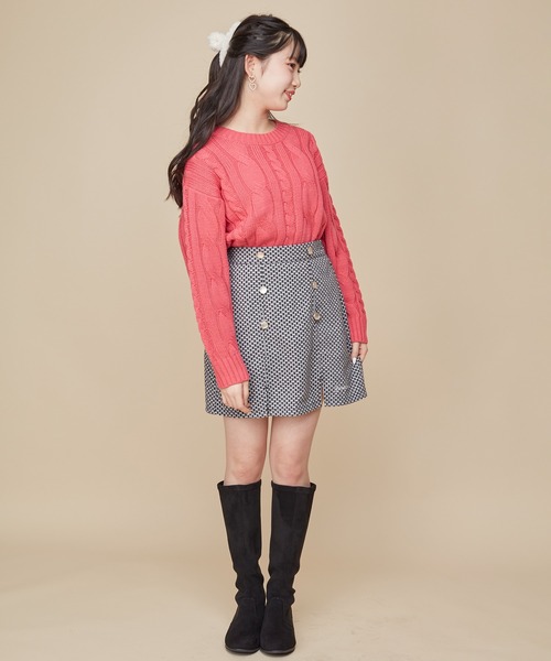 JENNI love(ジェニィラブ)の「【ウォッシャブル】ケーブルニットショート丈プルオーバー(ニット/セーター・キッズ・アイボリー/サックスブルー/ピンク・130cm/160cm/140cm/150cm)」の15枚目の写真