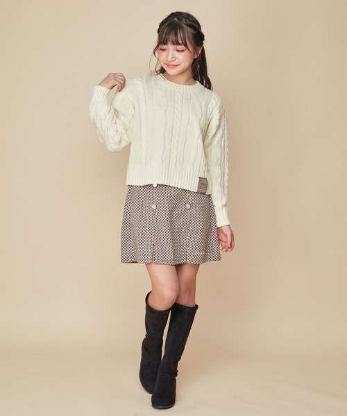 JENNI love(ジェニィラブ)の「【ウォッシャブル】ケーブルニットショート丈プルオーバー(ニット/セーター・キッズ・アイボリー/サックスブルー/ピンク・130cm/160cm/140cm/150cm)」の4枚目の写真