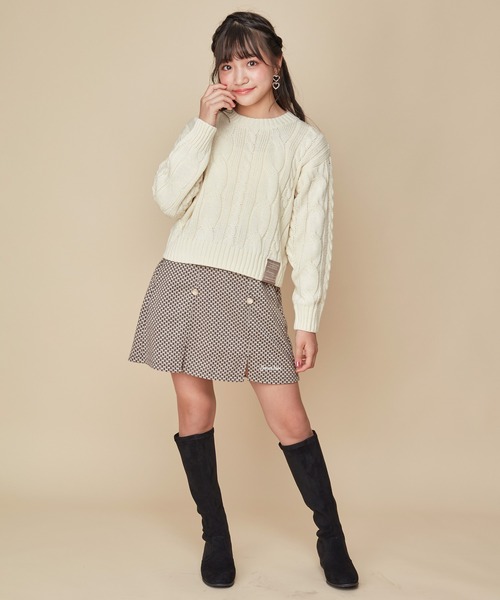 JENNI love(ジェニィラブ)の「【ウォッシャブル】ケーブルニットショート丈プルオーバー(ニット/セーター・キッズ・アイボリー/サックスブルー/ピンク・130cm/160cm/140cm/150cm)」の5枚目の写真