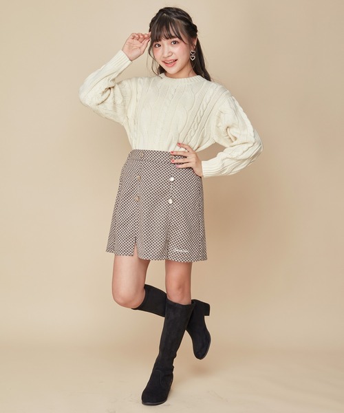 JENNI love(ジェニィラブ)の「【ウォッシャブル】ケーブルニットショート丈プルオーバー(ニット/セーター・キッズ・アイボリー/サックスブルー/ピンク・130cm/160cm/140cm/150cm)」の6枚目の写真