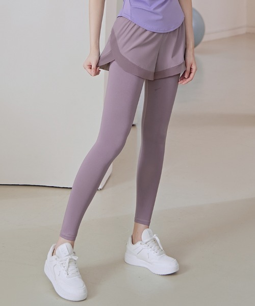 ハイウエス重ね着風ヨガレギンスパンツ（レギンス/スパッツ）｜SAISON