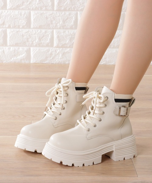 ニューロック　アンクルブーツ　288 ダブルベルト　レースアップ　バイカラー Amazon.com: XYKHUI Womens Gothic Punk Platform Boots Chunky
