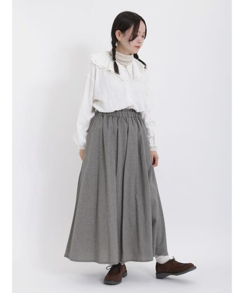 Samansa Mos2（サマンサ モスモス）の「襟フリル前開きブラウス（シャツ/ブラウス・レディース・チャコールグレー/オフホワイト/ベージュ・F）」の10枚目の写真