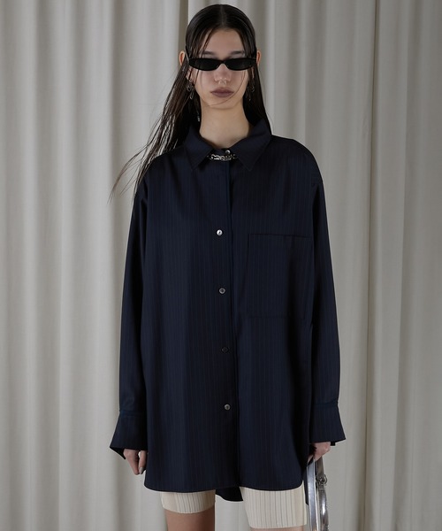 PRANK PROJECT（プランクプロジェクト）の「ウーステッドアシメスリットオーバーシャツ / Worsted Asymmetry Slit Over Shirt（シャツ/ブラウス・レディース・グレー/グレイッシュベージュ/ネイビー・FREE）」の15枚目の写真