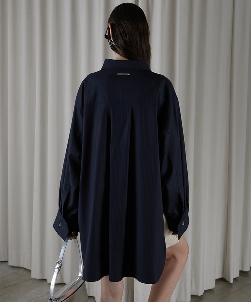 PRANK PROJECT（プランクプロジェクト）の「ウーステッドアシメスリットオーバーシャツ / Worsted Asymmetry Slit Over Shirt（シャツ/ブラウス・レディース・グレー/グレイッシュベージュ/ネイビー・FREE）」の17枚目の写真