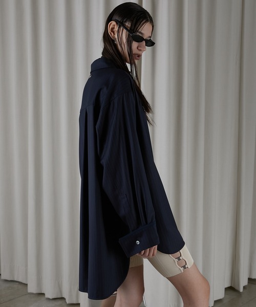 PRANK PROJECT（プランクプロジェクト）の「ウーステッドアシメスリットオーバーシャツ / Worsted Asymmetry Slit Over Shirt（シャツ/ブラウス・レディース・グレー/グレイッシュベージュ/ネイビー・FREE）」の18枚目の写真