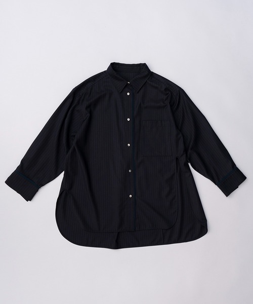 PRANK PROJECT（プランクプロジェクト）の「ウーステッドアシメスリットオーバーシャツ / Worsted Asymmetry Slit Over Shirt（シャツ/ブラウス・レディース・グレー/グレイッシュベージュ/ネイビー・FREE）」の20枚目の写真