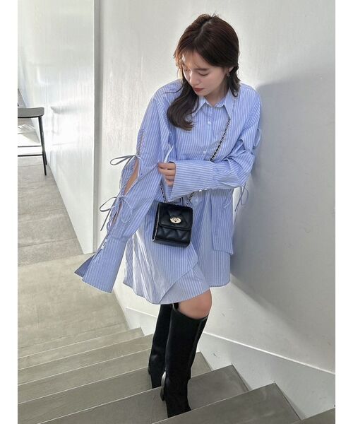 dazzlin（ダズリン）の「シャツイレフレアミニワンピース