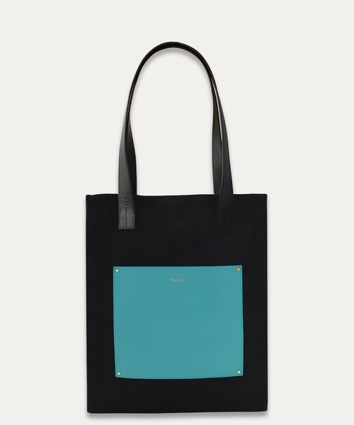 CULLNI（クルニ）の「Leather Pocket Canvas Mini Tote / BG-042（トートバッグ・メンズ・ブラック系/ダークグレー/サンドベージュ/ブラック/ストーン/ブラウン×イエロー/ネイビー/グリーン/ブラック×グリーン/ブラック×ブルー/ピンク/ブルー系/グレー/ブルーグリーン・ONESIZE）」の11枚目の写真