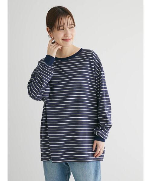 Green　Parks（グリーンパークス）の「マシュマロタッチボーダープルオーバー（Tシャツ/カットソー・レディース・オフホワイト/ピンク/グリーン/ネイビー・FREE）」の6枚目の写真