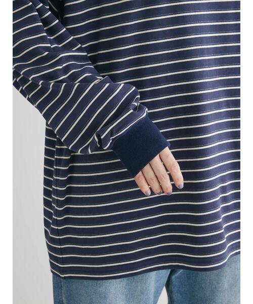 Green　Parks（グリーンパークス）の「マシュマロタッチボーダープルオーバー（Tシャツ/カットソー・レディース・オフホワイト/ピンク/グリーン/ネイビー・FREE）」の9枚目の写真