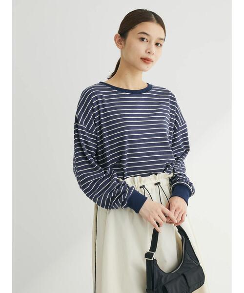 Green　Parks（グリーンパークス）の「マシュマロタッチボーダープルオーバー（Tシャツ/カットソー・レディース・オフホワイト/ピンク/グリーン/ネイビー・FREE）」の11枚目の写真