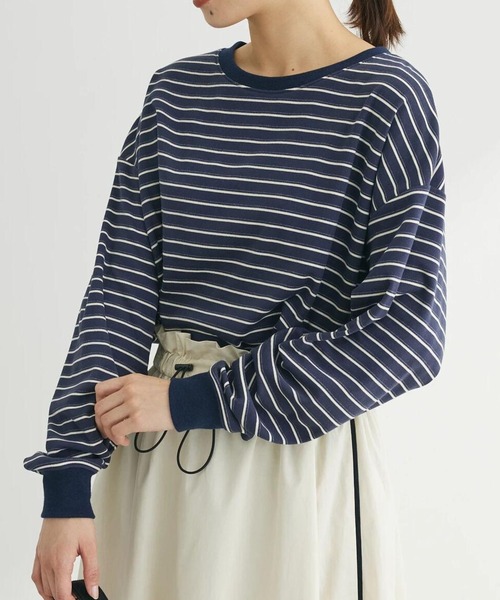 Green　Parks（グリーンパークス）の「マシュマロタッチボーダープルオーバー（Tシャツ/カットソー・レディース・オフホワイト/ピンク/グリーン/ネイビー・FREE）」の3枚目の写真