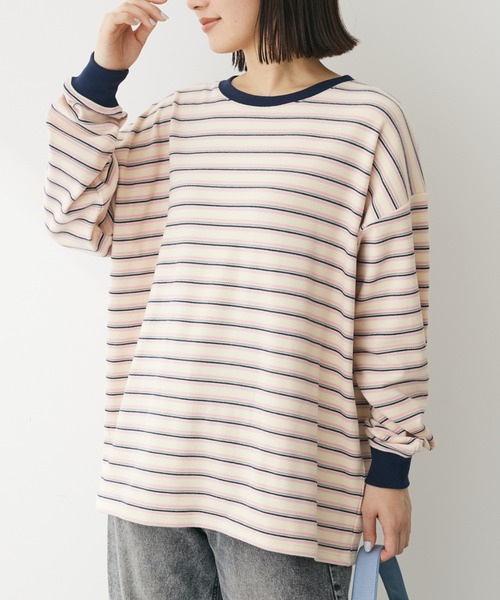 Green　Parks（グリーンパークス）の「マシュマロタッチボーダープルオーバー（Tシャツ/カットソー・レディース・オフホワイト/ピンク/グリーン/ネイビー・FREE）」の4枚目の写真