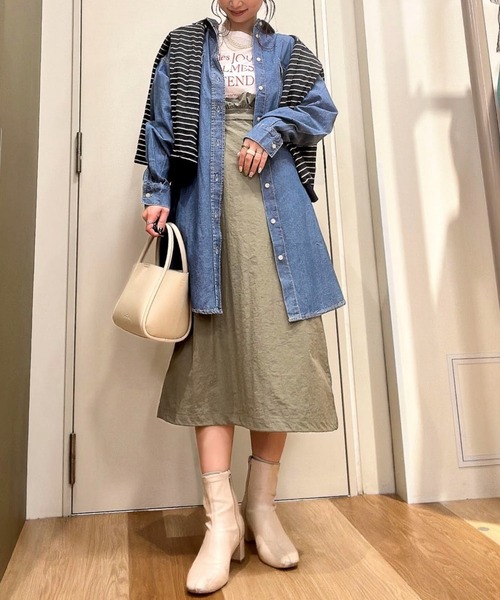 Green　Parks（グリーンパークス）の「マシュマロタッチボーダープルオーバー（Tシャツ/カットソー・レディース・オフホワイト/ピンク/グリーン/ネイビー・FREE）」の21枚目の写真