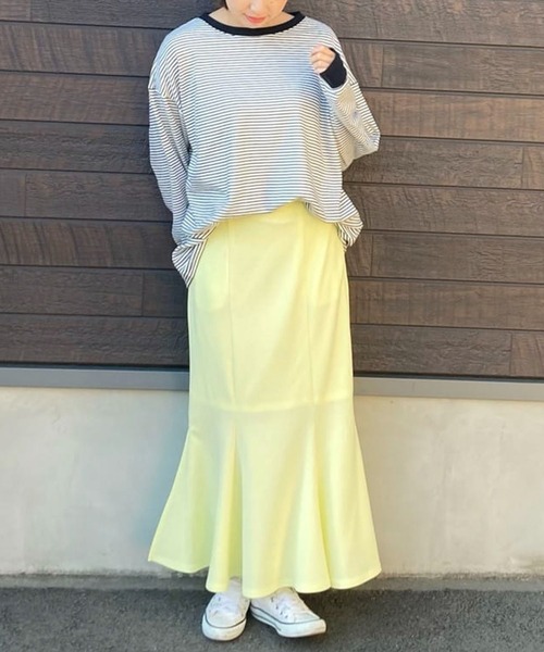 Green　Parks（グリーンパークス）の「マシュマロタッチボーダープルオーバー（Tシャツ/カットソー・レディース・オフホワイト/ピンク/グリーン/ネイビー・FREE）」の16枚目の写真