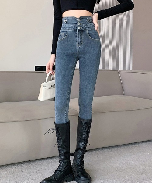 SEU(エスイーユー)の「レディース 美スキニーハイウエストデニムパンツ ストレッチ 【オフィスカジュアル】【きれいめカジュアル】(デニムパンツ・レディース・ライトブルー/ブラック/ブルー/チャコール・M/L)」の13枚目の写真