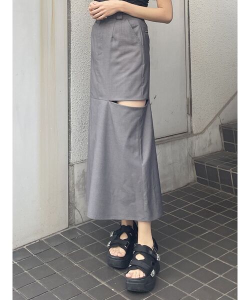 MURUA（ムルーア）の「カットアウトマーメイドスカート（スカート・レディース・グレー/ブラック/ライトグリーン・1/2）」の3枚目の写真