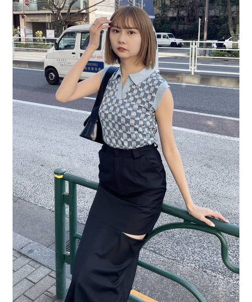 MURUA（ムルーア）の「カットアウトマーメイドスカート（スカート・レディース・グレー/ブラック/ライトグリーン・1/2）」の5枚目の写真