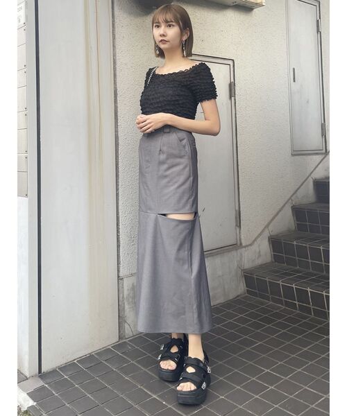 MURUA（ムルーア）の「カットアウトマーメイドスカート（スカート・レディース・グレー/ブラック/ライトグリーン・1/2）」の6枚目の写真