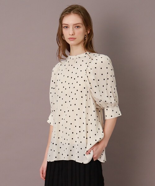 DRESSTERIOR◆イペカドットプリントボリュームスリーブブラウス/34/--/BEG/ドット/085-88016 DRESSTERIOR（ドレステリア）の「【洗える/大人カジュアル】イペ