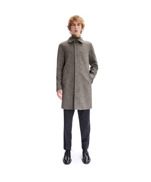 A.P.C. アーペーセー ツイード ステンカラーコート S ネイビー FOX A.P.C. ステンカラーコート （ブランド古着】ステンカラーコート