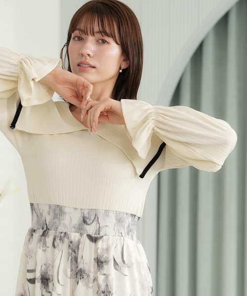 ASTORIA ODIER(アストリアオディール)の「ビッグカラーオパール花柄ワンピース(ワンピース・レディース・アイボリー/ブラック・MEDIUM/SMALL)」の3枚目の写真