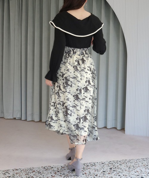 ASTORIA ODIER(アストリアオディール)の「ビッグカラーオパール花柄ワンピース(ワンピース・レディース・アイボリー/ブラック・MEDIUM/SMALL)」の8枚目の写真