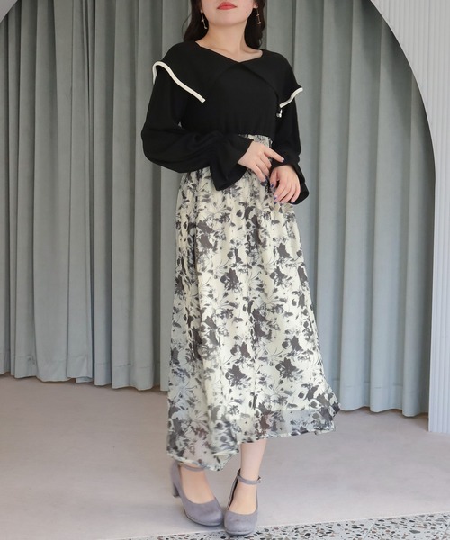 ASTORIA ODIER(アストリアオディール)の「ビッグカラーオパール花柄ワンピース(ワンピース・レディース・アイボリー/ブラック・MEDIUM/SMALL)」の9枚目の写真