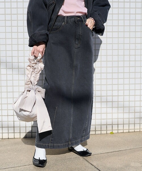 FREAK'S STORE（フリークスストア）の「カーヴィーデニムスカート/デニム ロングスカート（デニムスカート・レディース・ブルー/ブラック/サックスブルー/ネイビー/ターコイズブルー/その他9・SMALL/MEDIUM）」の2枚目の写真