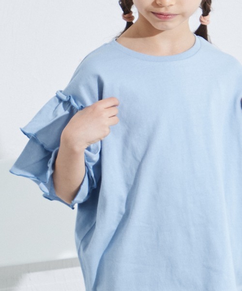 pairmanon（ペアマノン）の「配色メロー二重フリル袖 Tシャツ（シャツ/ブラウス・キッズ・ライトピンク/ライトグリーン/ライトブルー・110/130/150/120/140/90/100）」の10枚目の写真