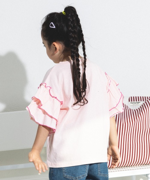 pairmanon（ペアマノン）の「配色メロー二重フリル袖 Tシャツ（シャツ/ブラウス・キッズ・ライトピンク/ライトグリーン/ライトブルー・110/130/150/120/140/90/100）」の14枚目の写真