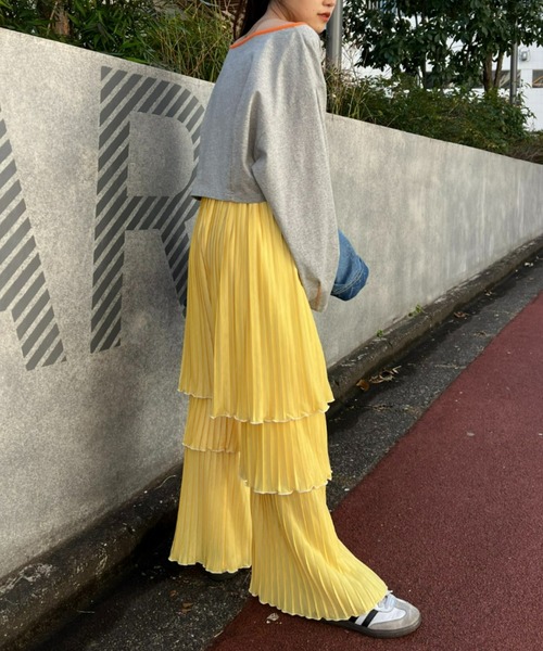 HELLO.SANFRANCISCO イエローフリルプリーツパンツ HELLO.SANFRANCISCO（ハローサンフランシスコ）の「【HELLO