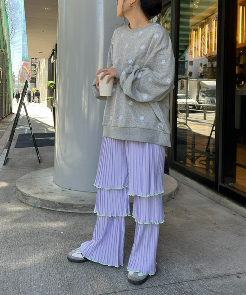 HELLO.SANFRANCISCO(ハローサンフランシスコ)の「【HELLO.SANFRANCISCO/ハローサンフランシスコ】配色フリルプリーツパンツ(その他パンツ・レディース・ブラック/イエロー/パープル・ONE SIZE)」の21枚目の写真