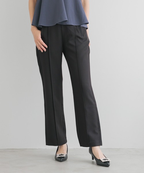 mysty woman（ミスティウーマン）の「［追加2］ピンタックフレアパンツ 109957（その他パンツ・レディース・ブルー系その他/カーキ/ライトベージュ/ブラック・FREE）」の2枚目の写真