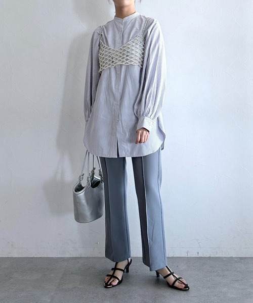 mysty woman（ミスティウーマン）の「［追加2］ピンタックフレアパンツ 109957（その他パンツ・レディース・ブルー系その他/カーキ/ライトベージュ/ブラック・FREE）」の21枚目の写真