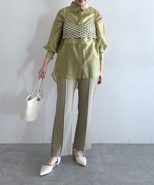 mysty woman（ミスティウーマン）の「［追加2］ピンタックフレアパンツ 109957（その他パンツ・レディース・ブルー系その他/カーキ/ライトベージュ/ブラック・FREE）」の22枚目の写真