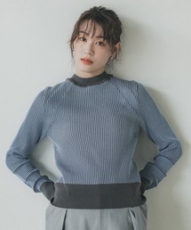 PUBLIC TOKYO シアースリーブアートラメジャガードニット PUBLIC TOKYO（パブリックトウキョウ）の「シアースリーブアートラメ