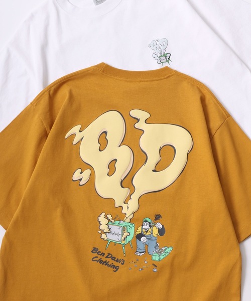 BEN DAVIS（ベンデイビス）の「BEN DAVIS/ベンデイビス SMOKING TV TEE/オーバーサイズ バックプリント ロゴ ワンポイント 半袖Tシャツ/レディース メンズ（Tシャツ/カットソー・メンズ・ホワイト/グリーン/チャコール/マスタード・M/L/XL）」の4枚目の写真
