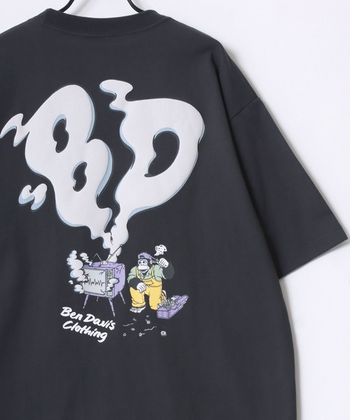 BEN DAVIS（ベンデイビス）の「BEN DAVIS/ベンデイビス SMOKING TV TEE/オーバーサイズ バックプリント ロゴ ワンポイント 半袖Tシャツ/レディース メンズ（Tシャツ/カットソー・メンズ・ホワイト/グリーン/チャコール/マスタード・M/L/XL）」の8枚目の写真