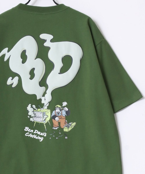 BEN DAVIS（ベンデイビス）の「BEN DAVIS/ベンデイビス SMOKING TV TEE/オーバーサイズ バックプリント ロゴ ワンポイント 半袖Tシャツ/レディース メンズ（Tシャツ/カットソー・メンズ・ホワイト/グリーン/チャコール/マスタード・M/L/XL）」の10枚目の写真