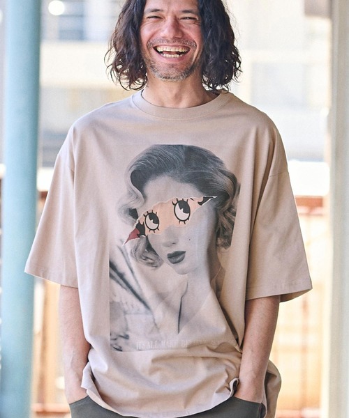 CAMBIO（カンビオ）の「mt8934- ビッグシルエットプリントTシャツ（It's All Make Believe）（Tシャツ/カットソー・メンズ・ホワイト/グレー/ピンク・S/M/L/XL）」の4枚目の写真