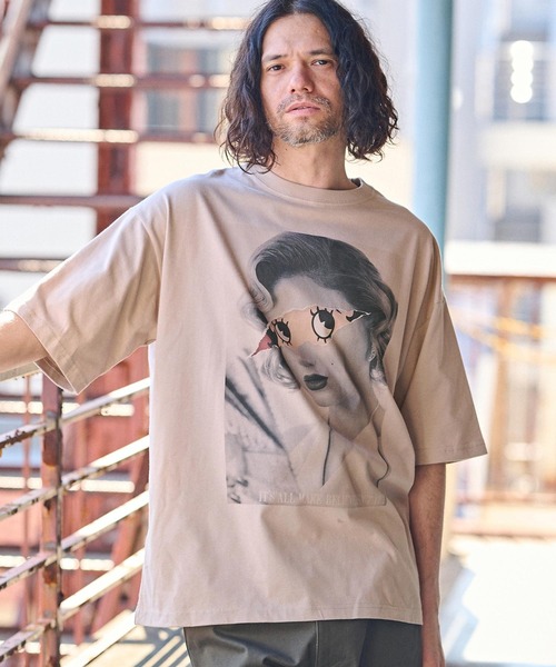 CAMBIO（カンビオ）の「mt8934- ビッグシルエットプリントTシャツ（It's All Make Believe）（Tシャツ/カットソー・メンズ・ホワイト/グレー/ピンク・S/M/L/XL）」の5枚目の写真