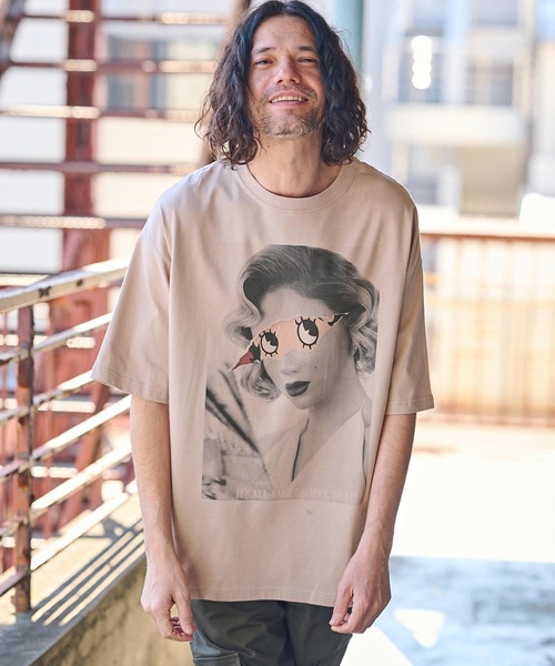 CAMBIO（カンビオ）の「mt8934- ビッグシルエットプリントTシャツ（It's All Make Believe）（Tシャツ/カットソー・メンズ・ホワイト/グレー/ピンク・S/M/L/XL）」の6枚目の写真