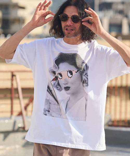 CAMBIO（カンビオ）の「mt8934- ビッグシルエットプリントTシャツ（It's All Make Believe）（Tシャツ/カットソー・メンズ・ホワイト/グレー/ピンク・S/M/L/XL）」の14枚目の写真