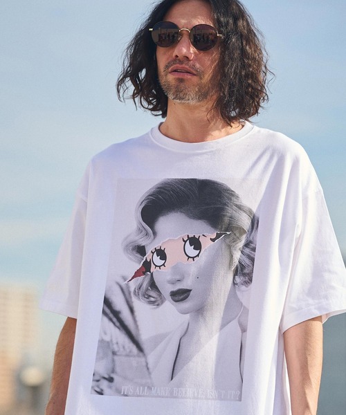 CAMBIO（カンビオ）の「mt8934- ビッグシルエットプリントTシャツ（It's All Make Believe）（Tシャツ/カットソー・メンズ・ホワイト/グレー/ピンク・S/M/L/XL）」の16枚目の写真