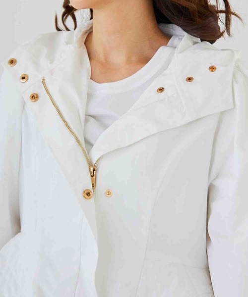 【セール】キルティング切替 フリルマウンティングジャケット（ナイロンジャケット）｜M y u（ミュー）