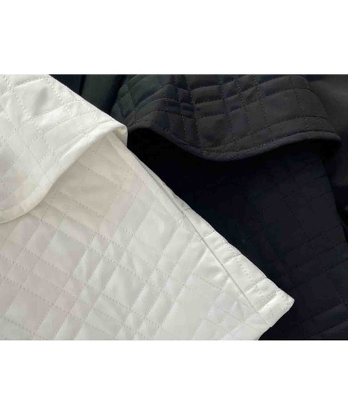 【セール】キルティング切替 フリルマウンティングジャケット（ナイロンジャケット）｜M y u（ミュー）